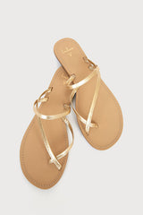 Danyella Gold Nappa Leather Strappy Sandals