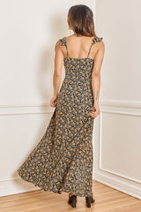 The Way to Love Black Floral Print Ruffled Maxi Dress