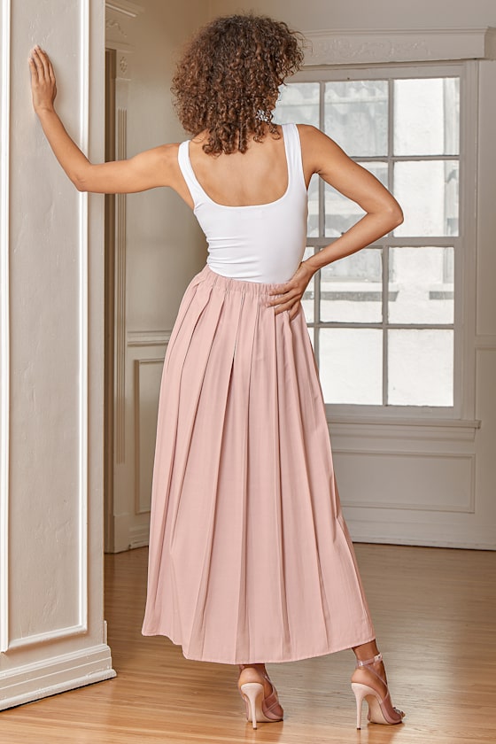 If You Pleats Blush Pink Pleated Maxi Skirt