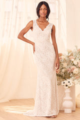 Spectacular Romance White Lace Sleeveless Mermaid Maxi Dress