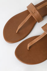 Colleen Cognac Vachetta Leather Flat Sandals