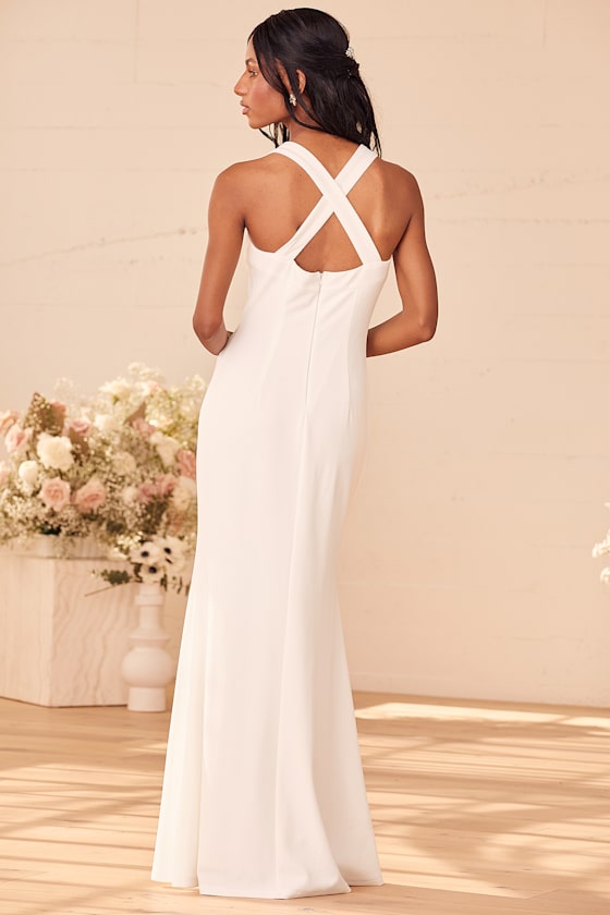 Pure Romance White Mermaid Maxi Dress
