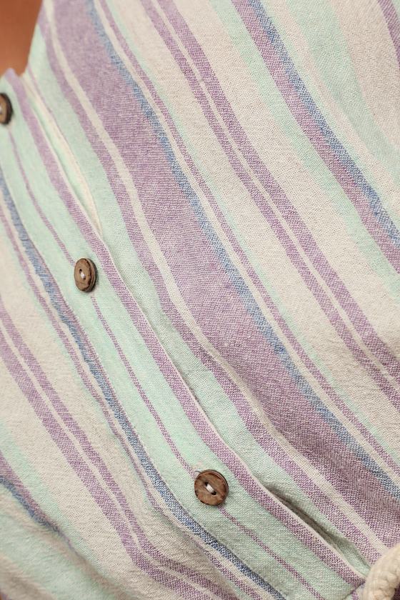 Forever Adventure Lilac Multi Striped Drawstring Romper