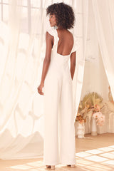 Feel Your Love White Ruffled Wide-Leg Jumpsuit