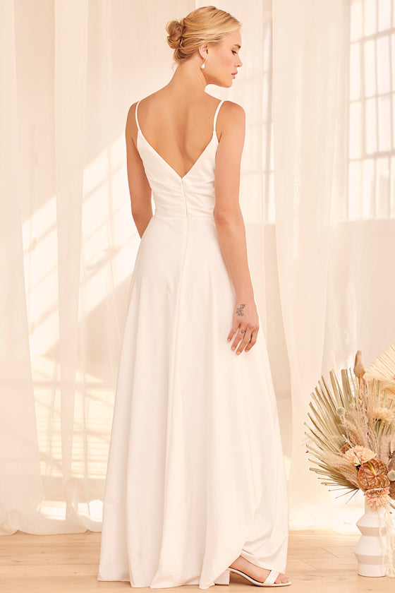 Choose Your Love White Surplice Sleeveless Maxi Dress