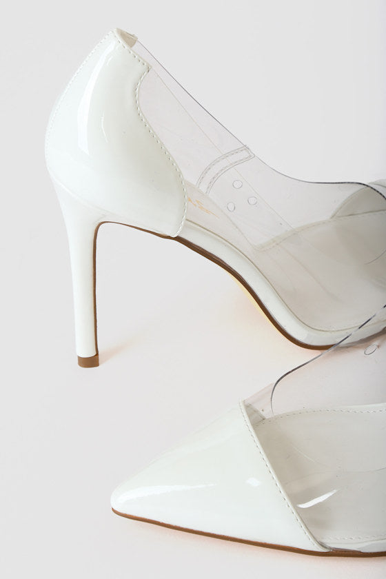 Salema White Patent Pointed-Toe Pumps