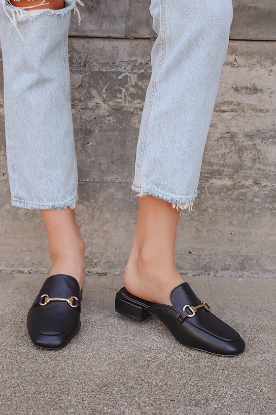 Ranae Black Slide-On Loafers
