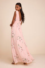 Garden Meandering Light Pink Floral Print Maxi Dress