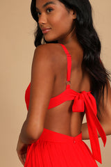 Bold New Look Bright Red Tie-Back Midi Dress With Pockets