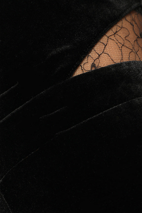 Luxurious Ease Black Velvet Straight Leg Jumpsuit