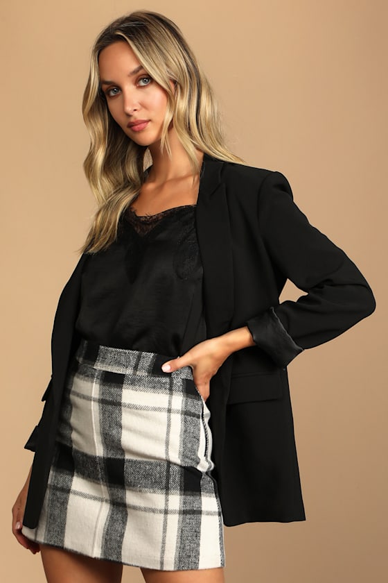 Mad for Plaid Black and White Plaid Mini Skirt