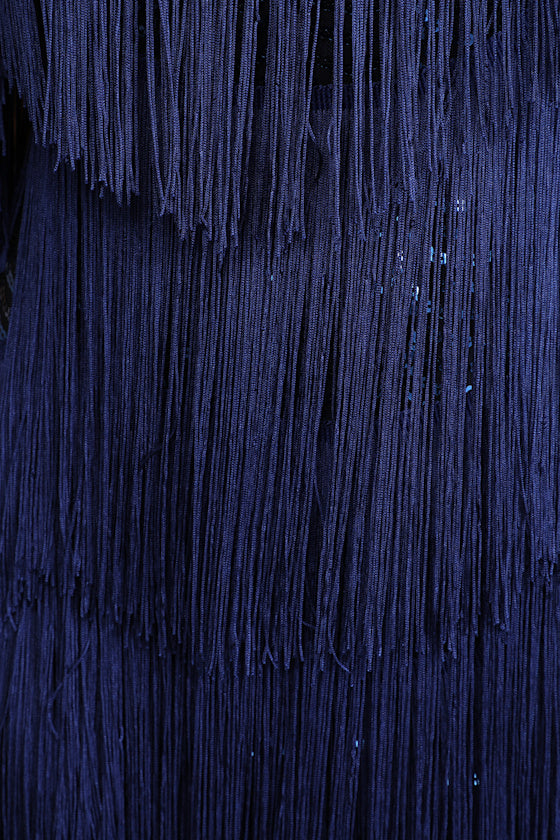 Get in the Groove Navy Blue Sequin Fringe Bodycon Dress