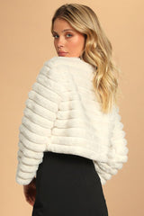 Live for Luxe Ivory Cropped Faux Fur Jacket