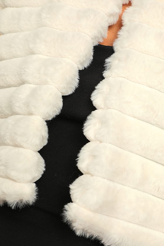 Live for Luxe Ivory Cropped Faux Fur Jacket