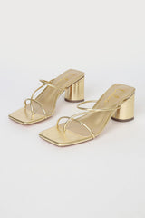 Jocelynn Gold Strappy High Heel Sandals