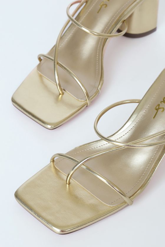 Jocelynn Gold Strappy High Heel Sandals