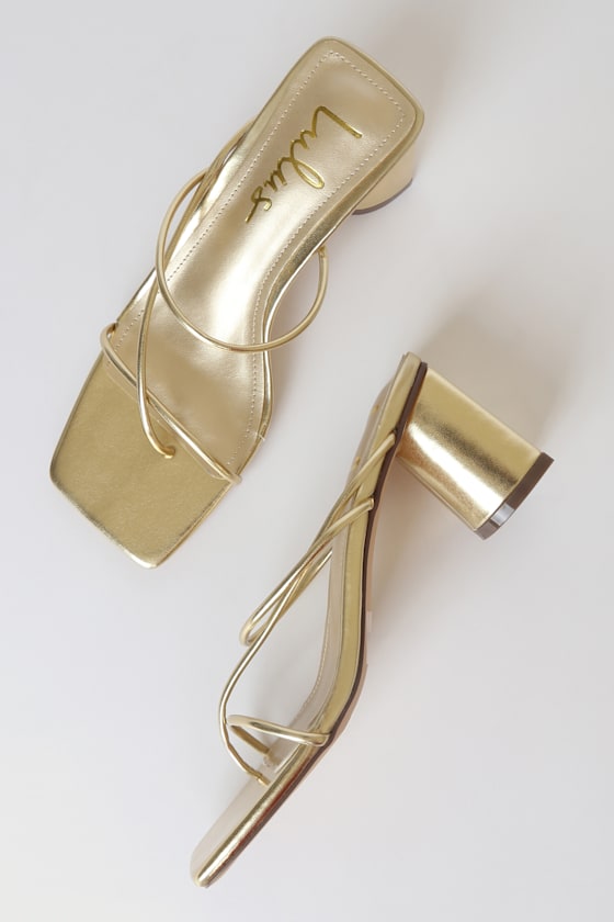Jocelynn Gold Strappy High Heel Sandals