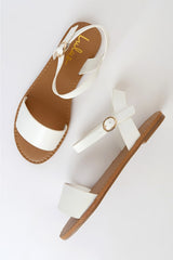 Hearts and Hashtags White Flat Sandals