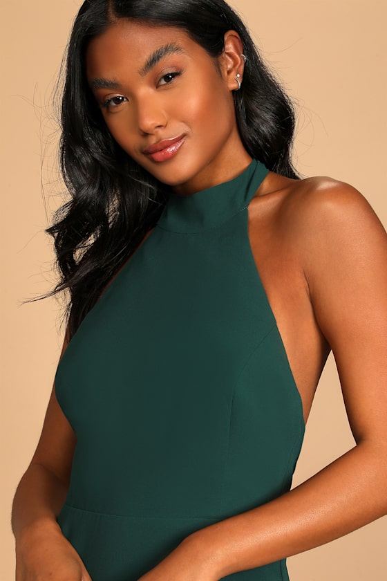 Captured Your Heart Hunter Green Halter Maxi Dress