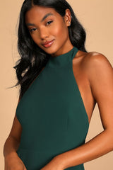Captured Your Heart Hunter Green Halter Maxi Dress