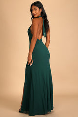 Captured Your Heart Hunter Green Halter Maxi Dress