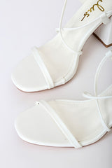 Aribaa White Lace-Up High Heel Sandals