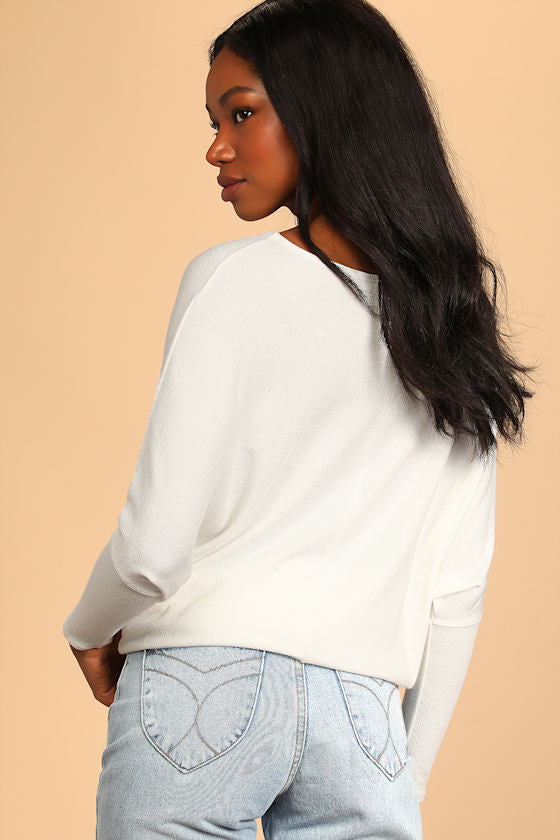 Verla Ivory Dolman Sleeve Sweater Top