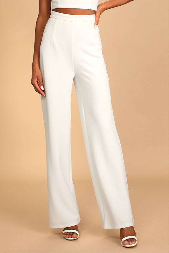 Flaunt It Like That White One-Shoulder Two-Piece Jumpsuit