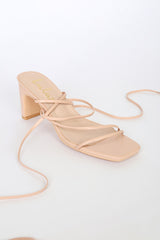 Aliah Light Nude Lace-Up High Heel Sandals