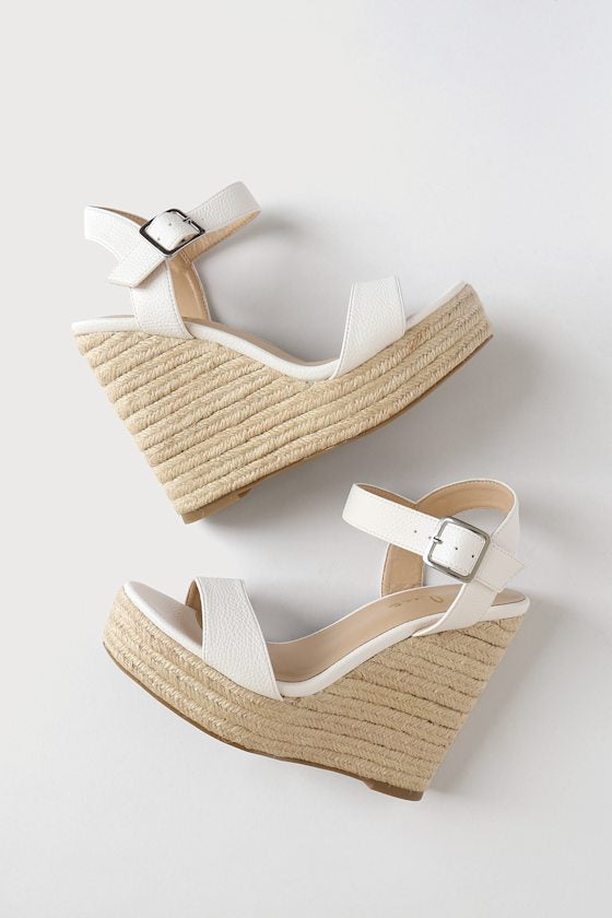 Beachy Dreams White Espadrille Wedges
