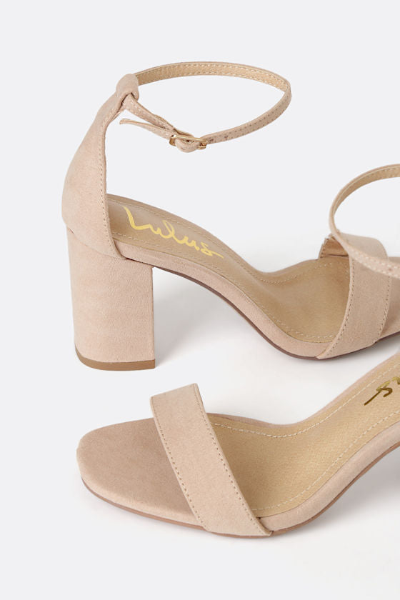 Arylee Light Nude Suede Ankle Strap Heels