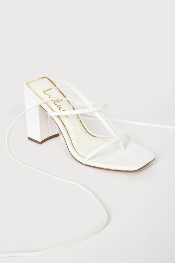 Nani White Lace-Up High Heel Sandals