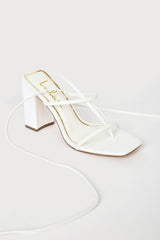 Nani White Lace-Up High Heel Sandals