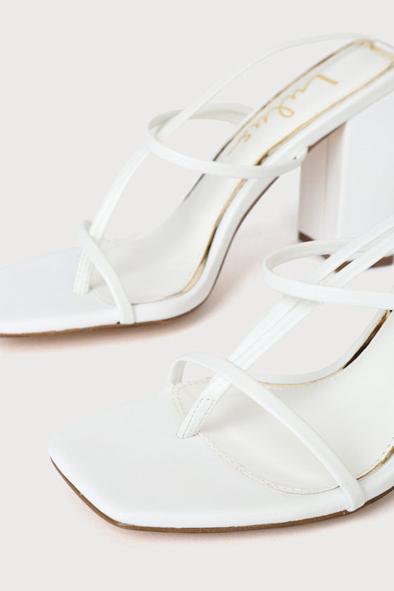 Nani White Lace-Up High Heel Sandals