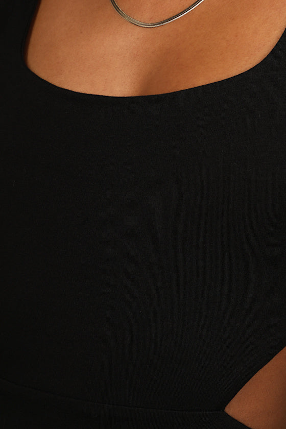 How I Feel Black Cutout Bodycon Midi Dress