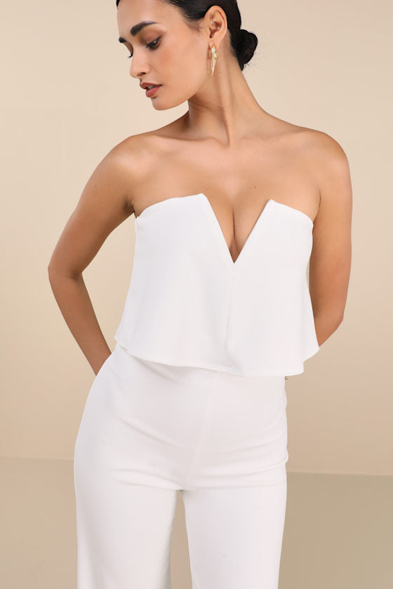Power of Love White Strapless Jumpsuit
