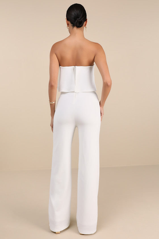 Power of Love White Strapless Jumpsuit
