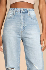 Generational Style Light Wash Distressed High-Rise Dad Jeans