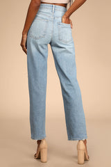 Generational Style Light Wash Distressed High-Rise Dad Jeans
