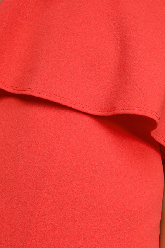 Make It a Date Coral Red Sleeveless Wide-Leg Jumpsuit