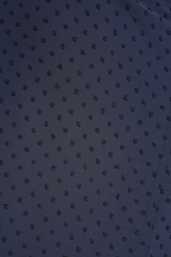 Only Lovers Navy Blue Swiss Dot Short Cape Sleeve Midi Dress