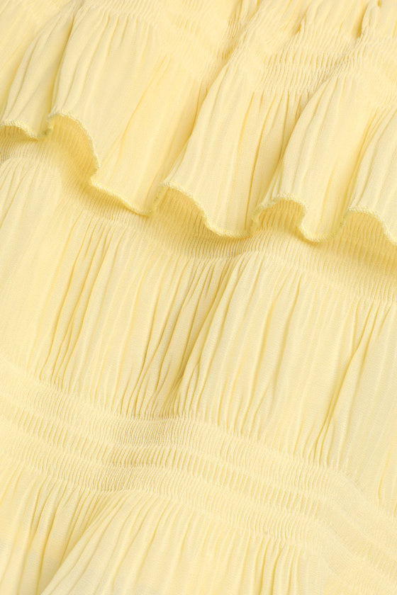 Tiers to Summer Yellow Tie-Strap Tiered Tank Top
