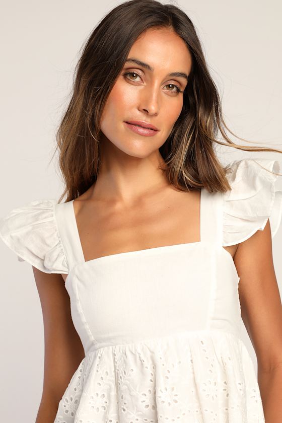 Always Your Baby White Eyelet Babydoll Top