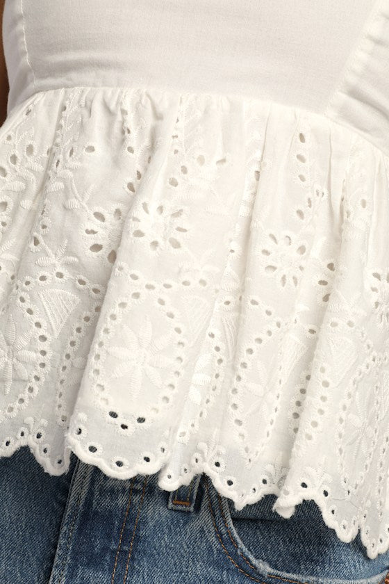 Always Your Baby White Eyelet Babydoll Top