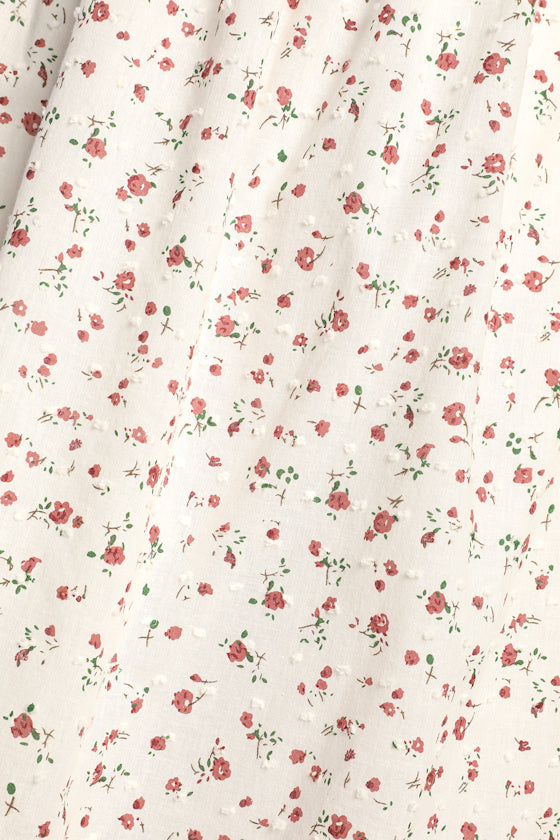 Garden Gorgeous White Floral Print Tie-Strap Midi Dress