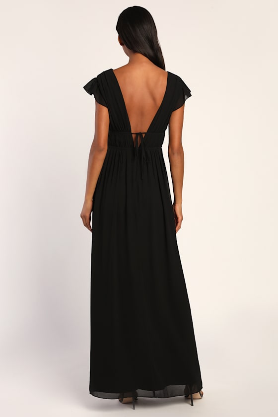 I'm All Yours Black Ruffled Maxi Dress