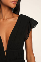 I'm All Yours Black Ruffled Maxi Dress