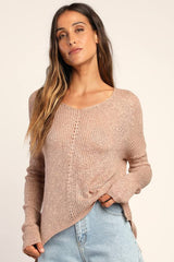 Getaway Weekend Taupe Loose Knit Sweater Top