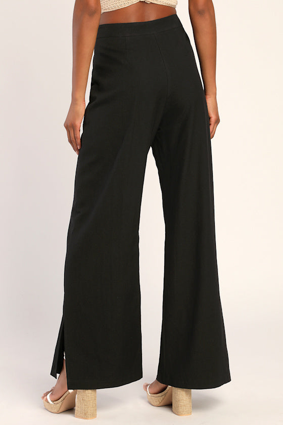 Jet Stream Black High-Waisted Wide-Leg Pants