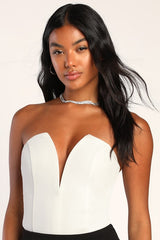 Babe Alert Ivory Notched Strapless Bodysuit